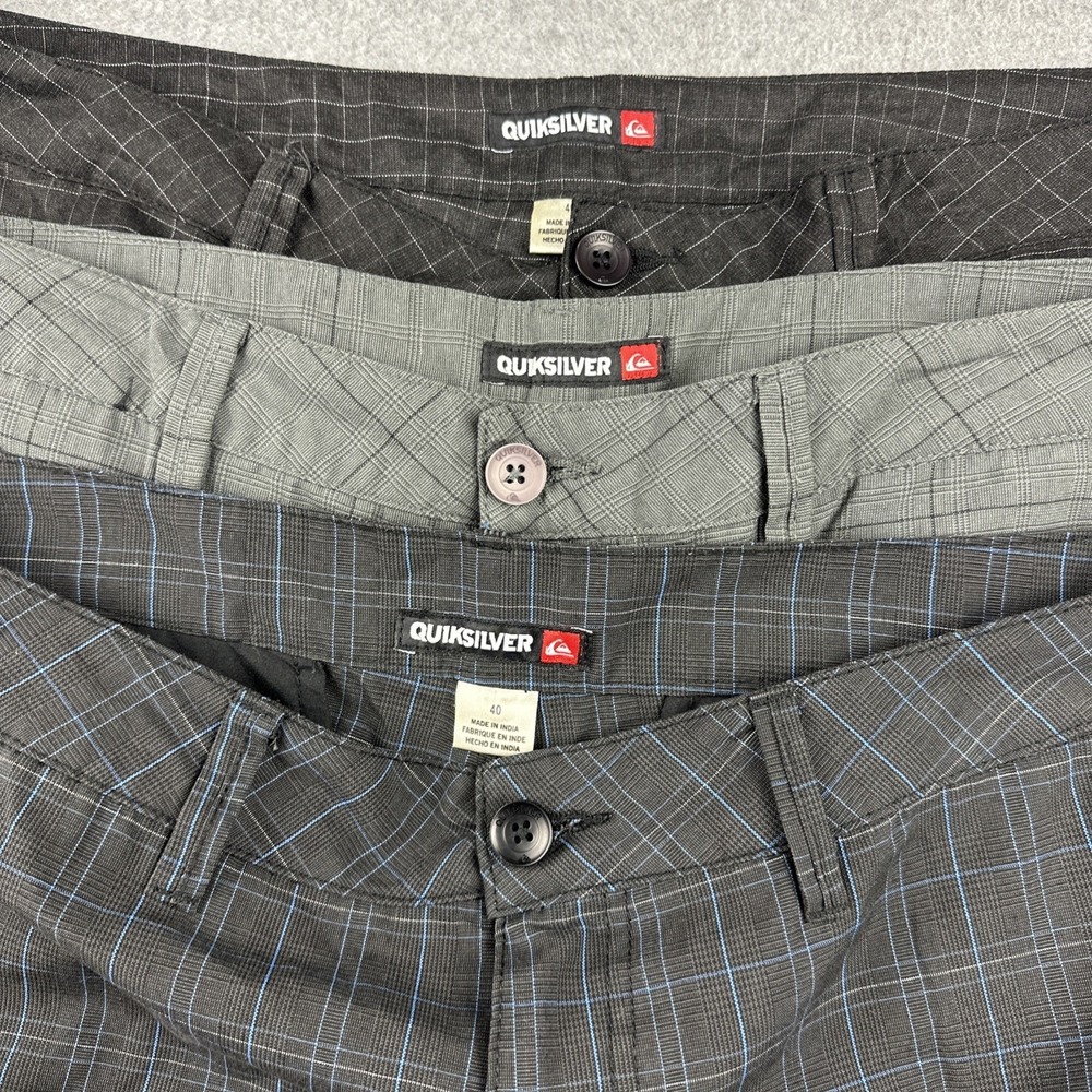 Quiksilver Men's Hybrid Shorts - Black, Gray, Dark Gray Plaid